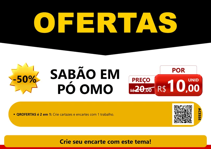 Modelo de Cartaz para Cartaz A4 Horizontal com o tema Ofertas Preto e Vermelho Cartaz para Produtos de Limpeza