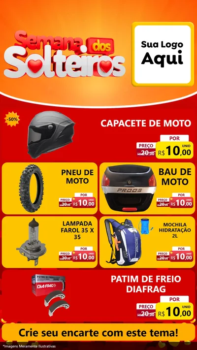 Modelo de TV para TV Vertical com o tema Semana dos Solteiros para Moto peças