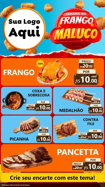 Modelo de TV para TV Vertical com o tema Semana do Frango Maluco para Assados