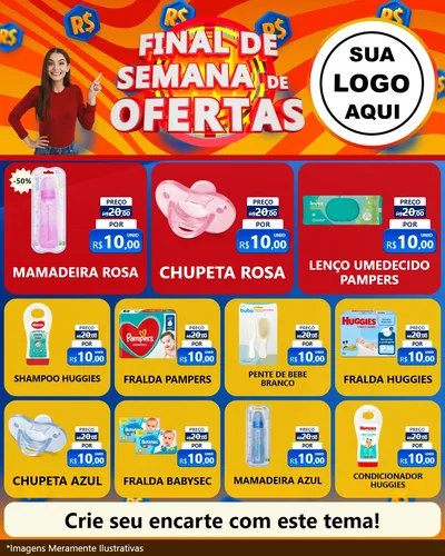 Modelo de Rede Social para Feed Instagram com o tema Final de Semana de Ofertas para Bebês
