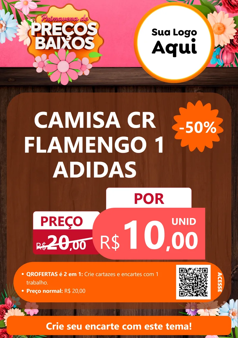 Modelo de Cartaz para Cartaz A4 Vertical com o tema Primavera de Preços Baixos para Roupas e acessórios