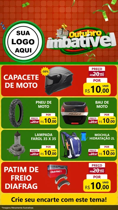 Modelo de TV para TV Vertical com o tema Outubro Imbatível para Moto peças