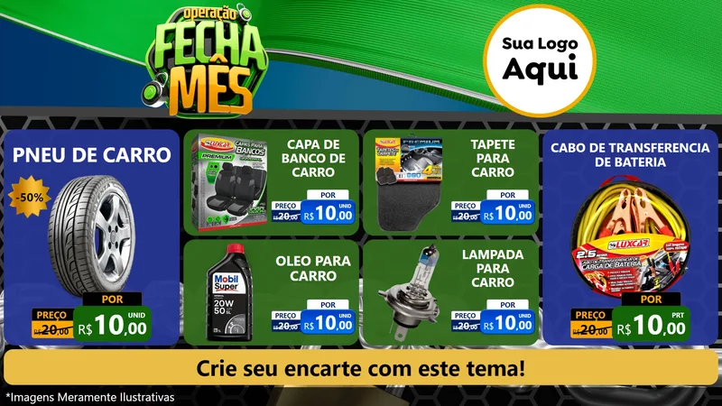 Modelo de TV para TV Horizontal com o tema Operação Fecha Mês para Auto peças