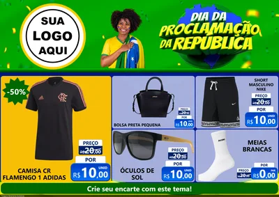 Modelo de Encarte para Encarte A4 Horizontal com o tema Dia Da Proclamação Da República para Roupas e acessórios