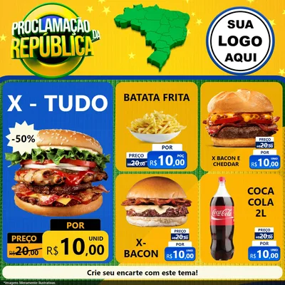 Modelo de Rede Social para Feed Facebook com o tema Proclamação da República para Hamburgueria
