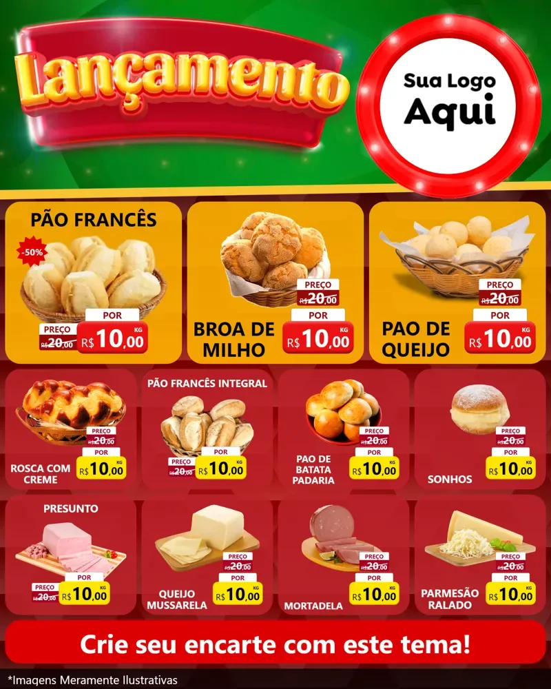Modelo de Rede Social para Feed Instagram com o tema Lançamento para Padaria