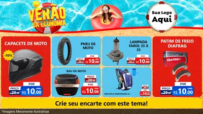 Modelo de TV para TV Horizontal com o tema Verão da Economia para Moto peças
