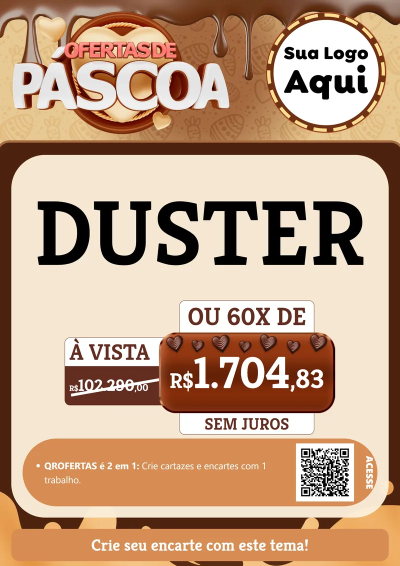 Modelo de Cartaz para Cartaz A4 Vertical com o tema Ofertas de Páscoa para Concessionaria de Carros