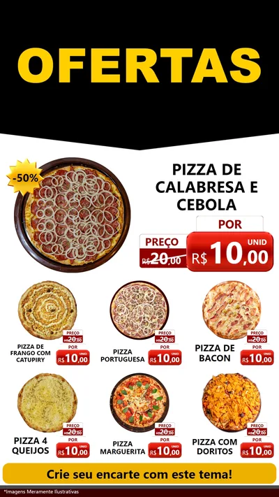 Modelo de Rede Social para Stories com o tema Ofertas Preto e Vermelho Cartaz para Pizzaria