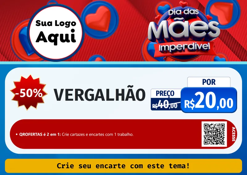 Modelo de Cartaz para Cartaz A4 Horizontal com o tema Dia Das Mães Imperdível para Ferragens