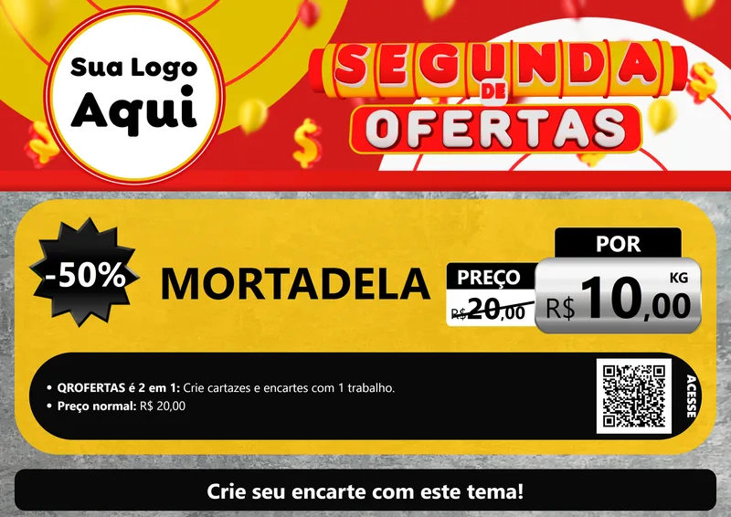 Modelo de Cartaz para Cartaz A4 Horizontal com o tema Segunda de Ofertas para Frios e Laticínios