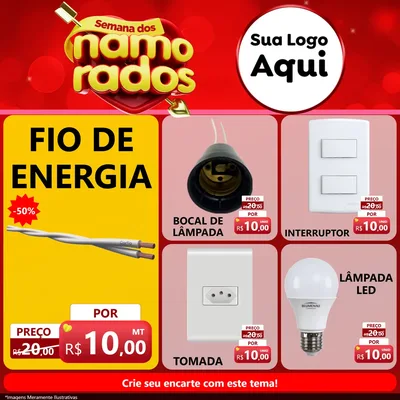 Modelo de Rede Social para Feed Facebook com o tema Semana dos namorados para Materiais Elétricos