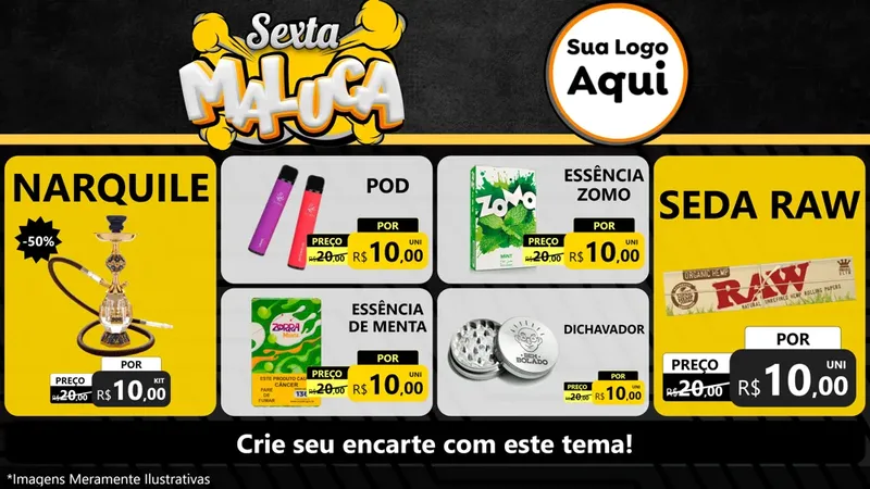 Modelo de TV para TV Horizontal com o tema Sexta Maluca para Tabacaria