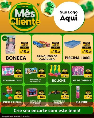 Modelo de Rede Social para Feed Instagram com o tema Especial Mês do Cliente para Brinquedos