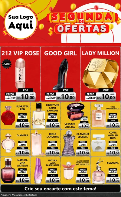 Modelo de Encarte para Encarte Grande com o tema Segunda de Ofertas para Perfumes