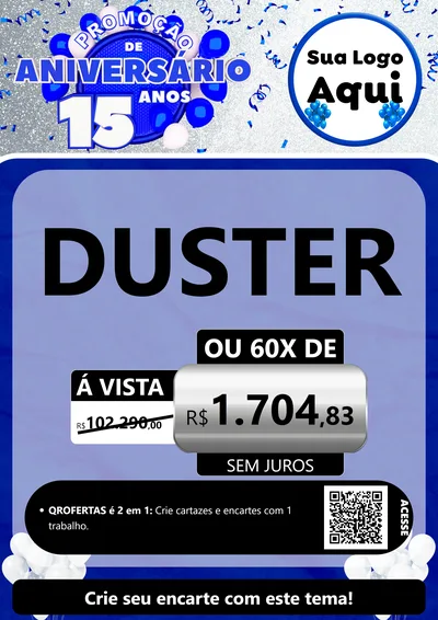 Modelo de Cartaz para Cartaz A4 Vertical com o tema Promoção de Aniversário - 15 Anos para Concessionaria de Carros