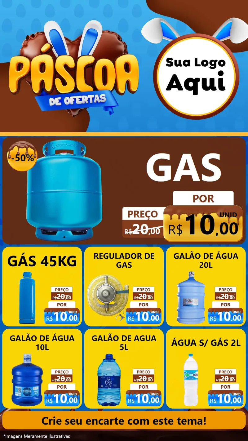 Modelo de Rede Social para Stories com o tema Páscoa de Ofertas para Água e gás