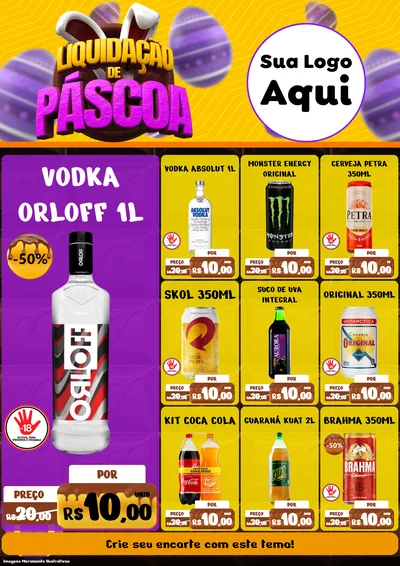 Modelo de Encarte para Encarte A4 Vertical com o tema Liquidação de Páscoa para Distribuidora de bebidas