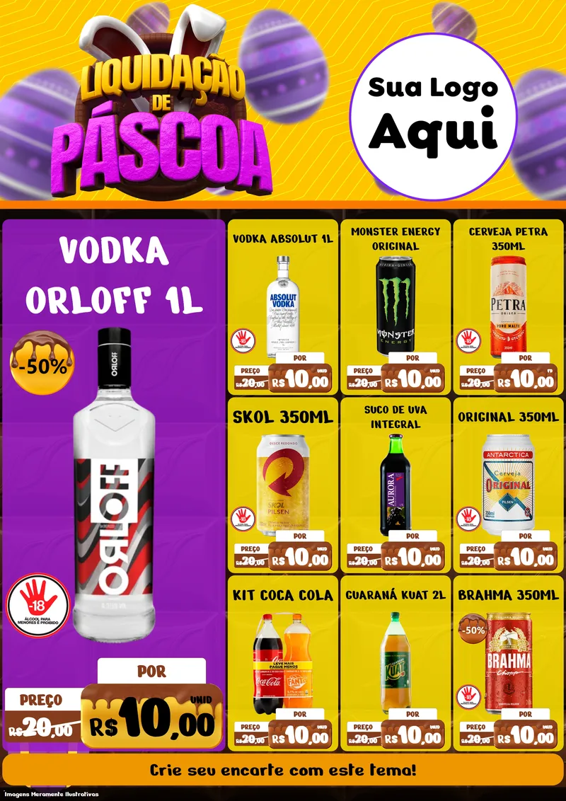 Modelo de Encarte para Encarte A4 Vertical com o tema Liquidação de Páscoa para Distribuidora de bebidas
