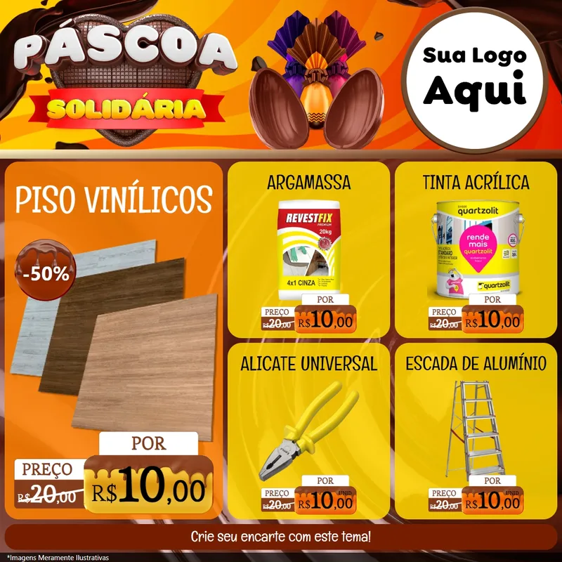 Modelo de Rede Social para Feed Facebook com o tema Páscoa Solidária para Material para Construção