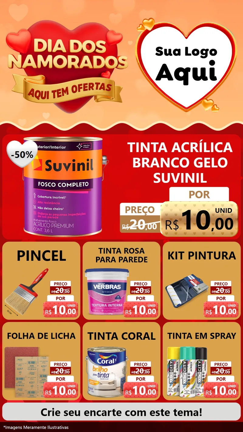 Modelo de Rede Social para Stories com o tema Dia dos Namorados - Aqui Tem Ofertas para Tintas e Ferramentas