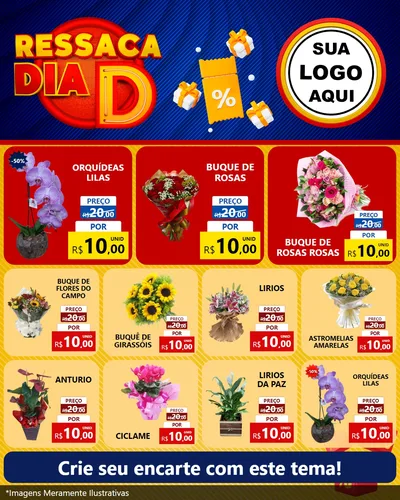 Modelo de Rede Social para Feed Instagram com o tema Ressaca Dia D para Floricultura e jardim