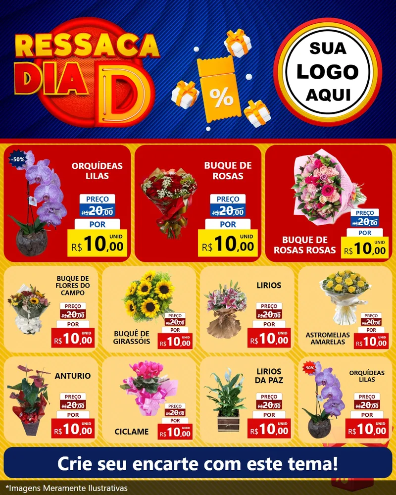 Modelo de Rede Social para Feed Instagram com o tema Ressaca Dia D para Floricultura e jardim