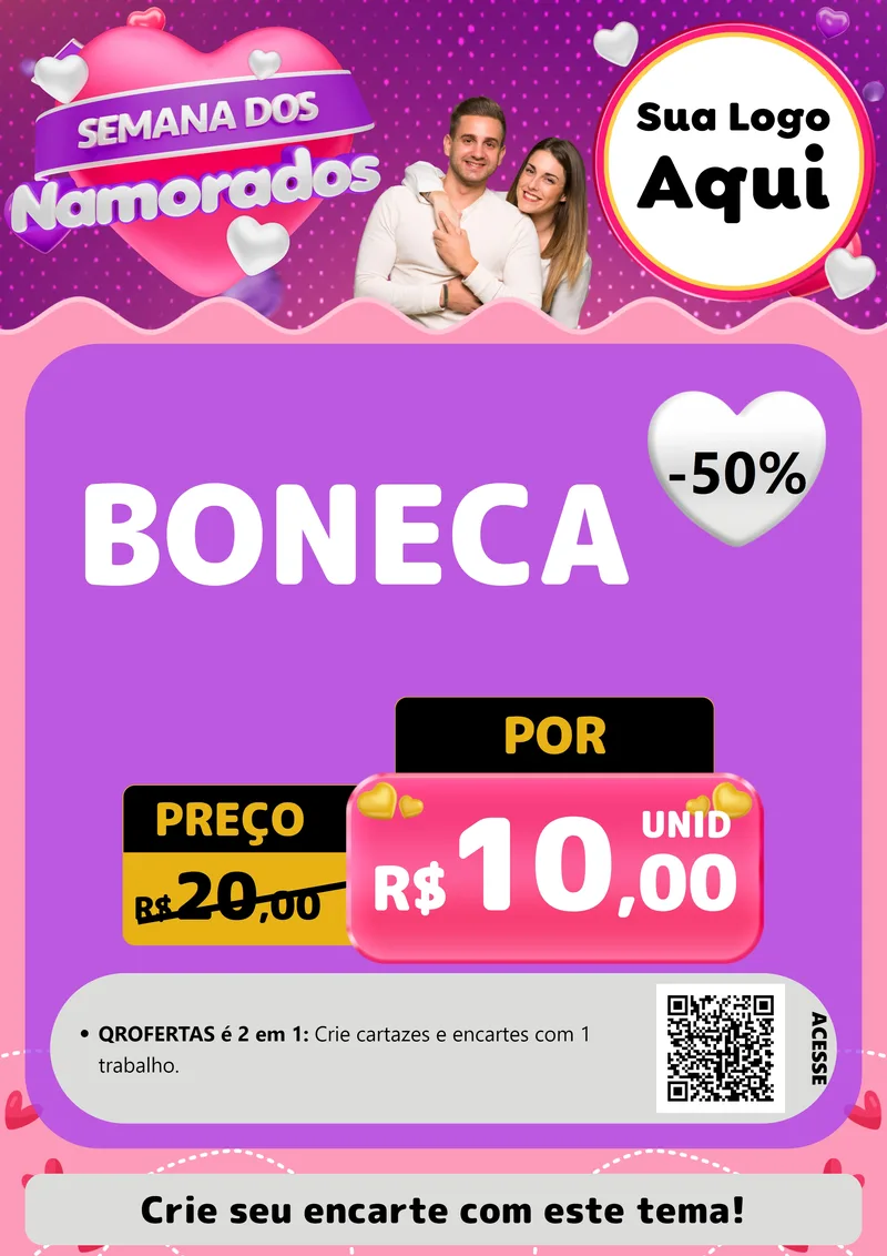Modelo de Cartaz para Cartaz A4 Vertical com o tema Semana dos Namorados para Brinquedos