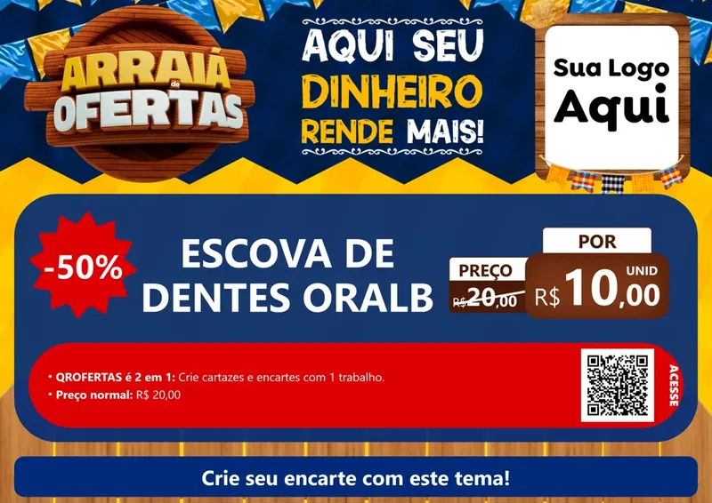 Modelo de Cartaz para Cartaz A4 Horizontal com o tema Arraiá de Ofertas - Junina para Higiene Pessoal