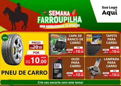 Modelo de Encarte para Encarte A4 Horizontal com o tema Semana Farroupilha - Uma Barbaridade de Ofertas para Auto peças