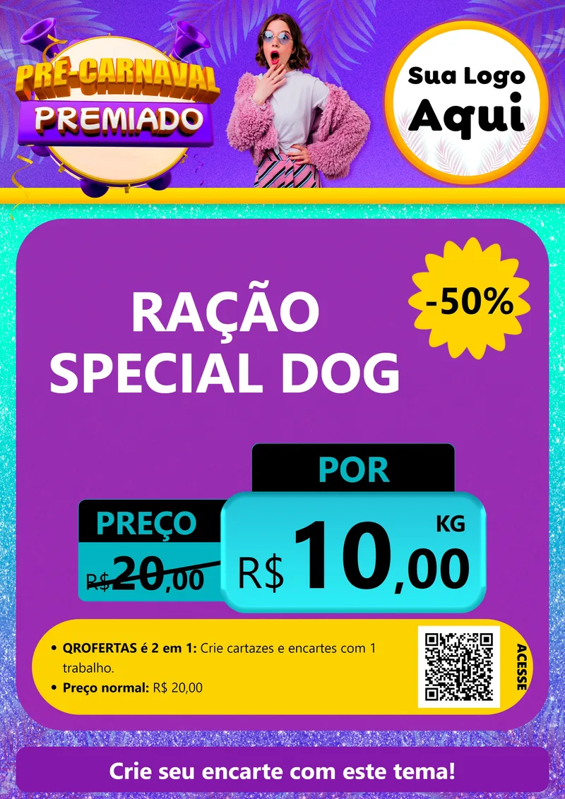 Modelo de Cartaz para Cartaz A4 Vertical com o tema Pré-Carnaval Premiado para Pet Shop
