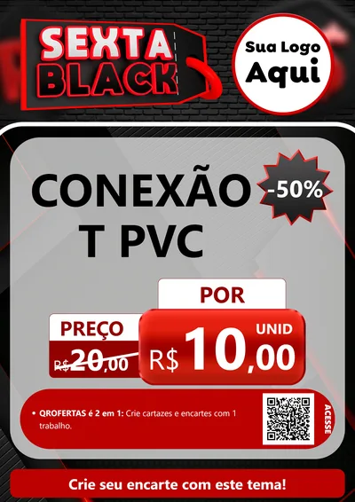 Modelo de Cartaz para Cartaz A4 Vertical com o tema Sexta Black para Tubos e conexões