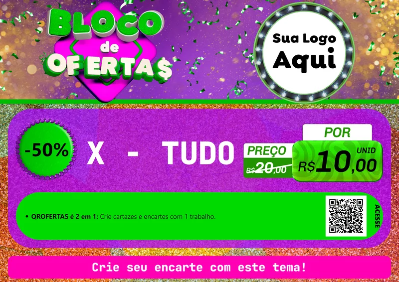 Modelo de Cartaz para Cartaz A4 Horizontal com o tema Bloco de Ofertas para Hamburgueria