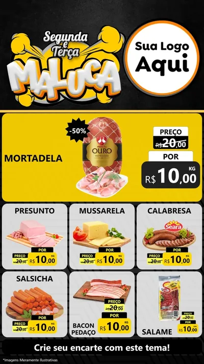 Modelo de Rede Social para Stories com o tema Segunda e Terça Maluca para Frios e Laticínios