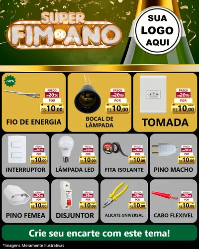 Modelo de Rede Social para Feed Instagram com o tema Super Fim de Ano para Materiais Elétricos