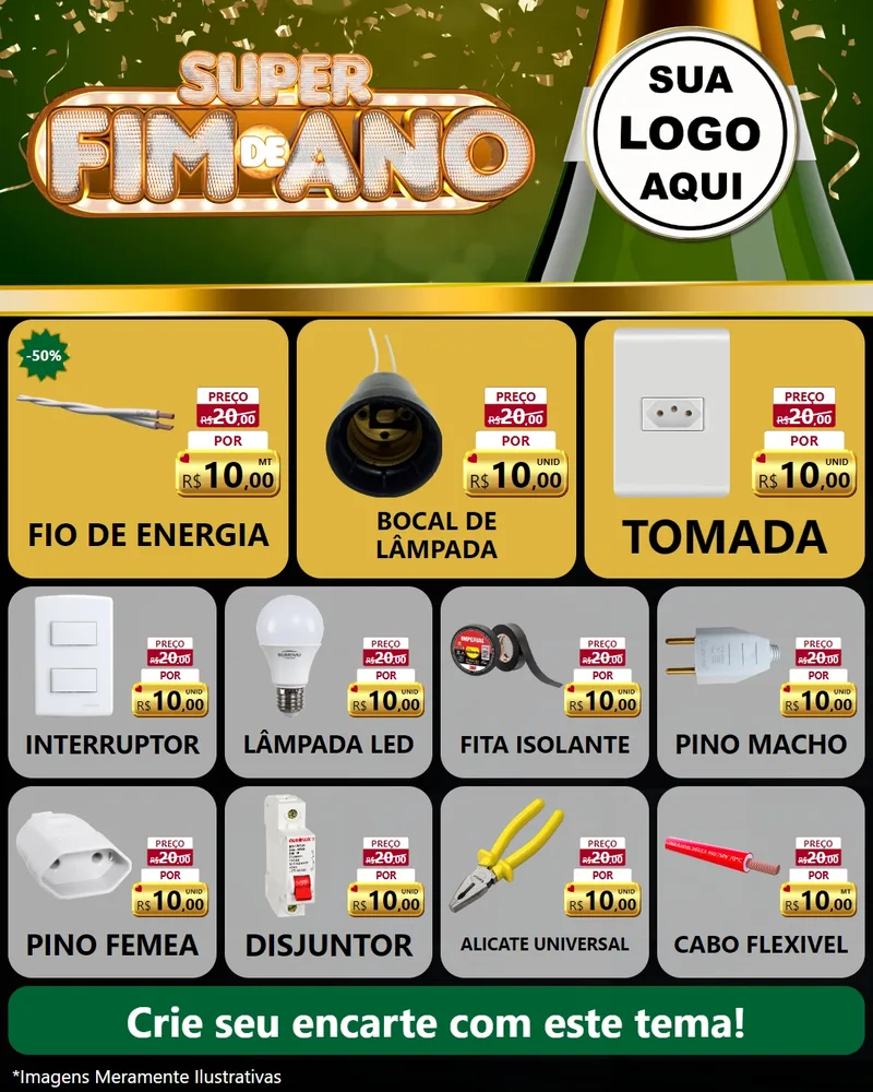 Modelo de Rede Social para Feed Instagram com o tema Super Fim de Ano para Materiais Elétricos