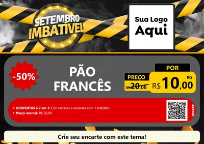 Modelo de Cartaz para Cartaz A4 Horizontal com o tema Setembro Imbatível para Padaria
