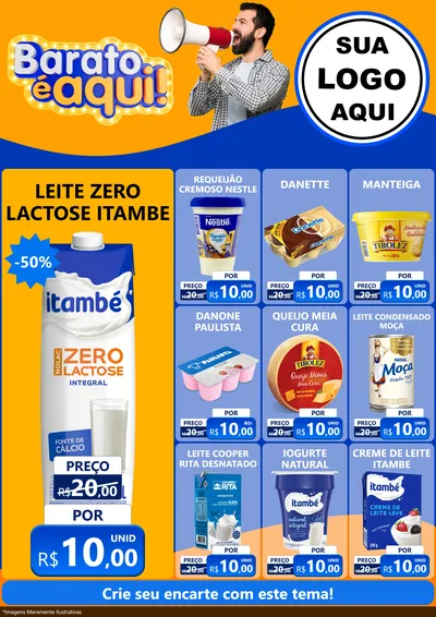 Modelo de Encarte para Encarte A4 Vertical com o tema Barato é aqui para Frios e Laticínios