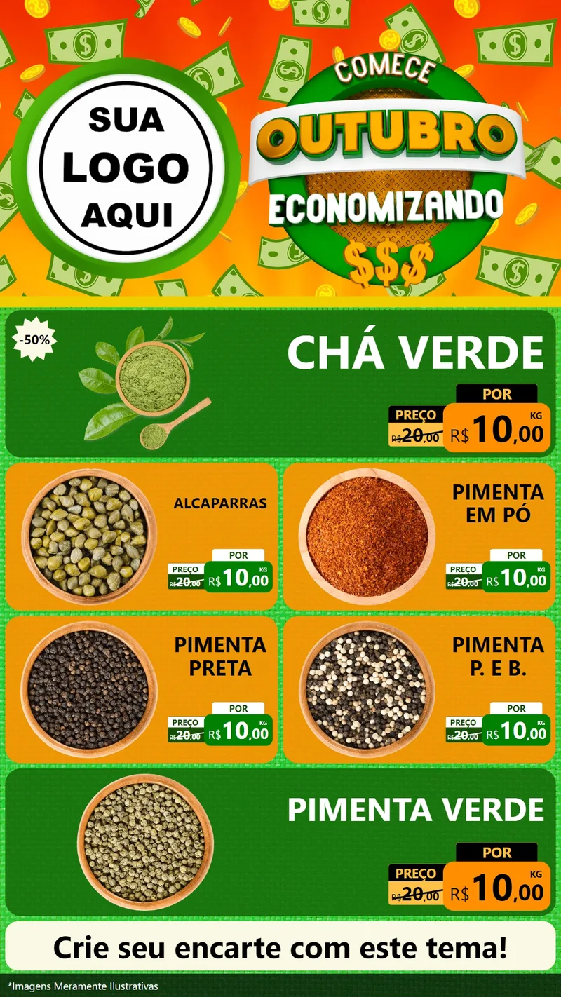 Modelo de TV para TV Vertical com o tema Comece Outubro Economizando para Produtos Naturais