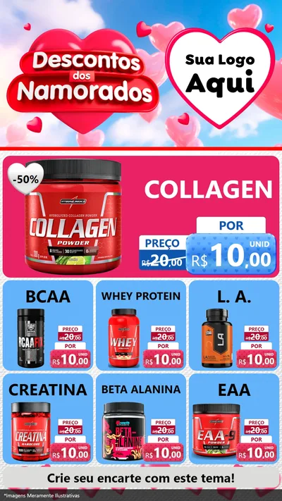 Modelo de Rede Social para Stories com o tema Descontos dos Namorados para Suplementos alimentares
