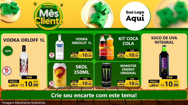 Modelo de TV para TV Horizontal com o tema Especial Mês do Cliente para Distribuidora de bebidas