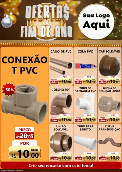 Modelo de Encarte para Encarte A4 Vertical com o tema Ofertas de Fim de Ano para Tubos e conexões