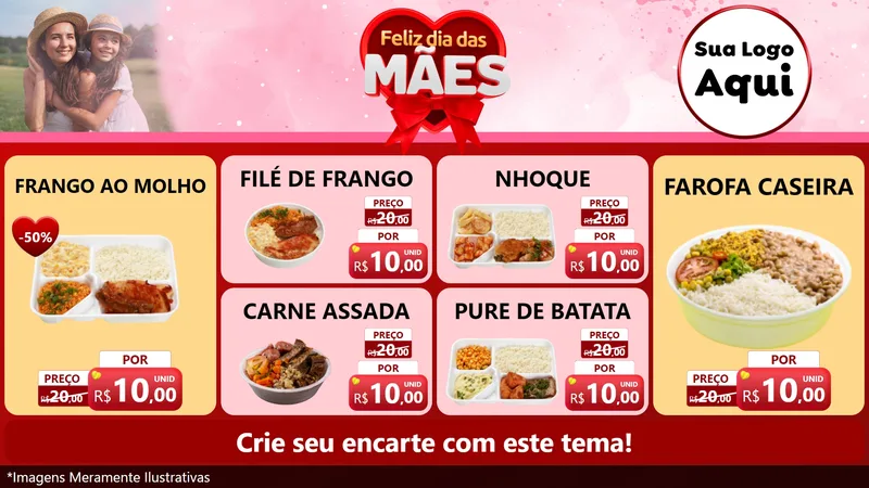 Modelo de TV para TV Horizontal com o tema Feliz Dia Das Mães para Restaurante