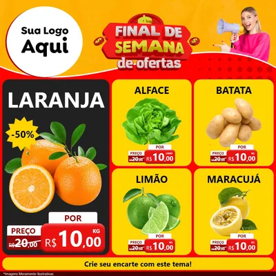 Modelo de Rede Social para Feed Facebook com o tema Final de Semana de Ofertas para Hortifrúti