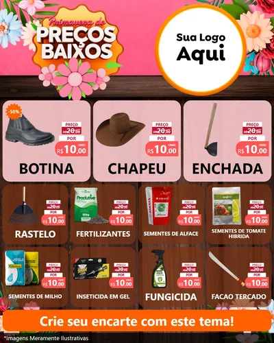 Modelo de Rede Social para Feed Instagram com o tema Primavera de Preços Baixos para Agropecuária