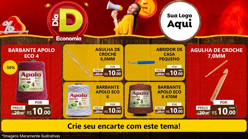 Modelo de TV para TV Horizontal com o tema Dia D Economia para Armarinho e Aviamentos