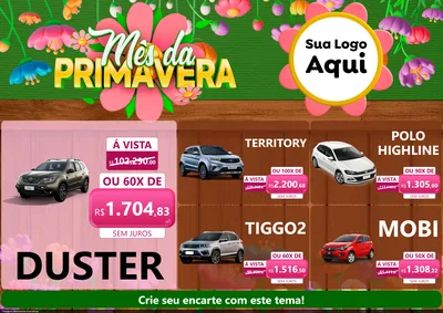 Modelo de Encarte para Encarte A4 Horizontal com o tema Mês da Primavera para Concessionaria de Carros