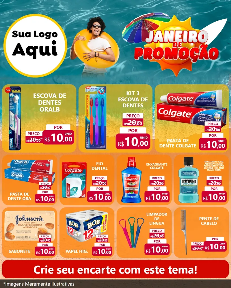 Modelo de Rede Social para Feed Instagram com o tema Janeiro de Promoção para Higiene Pessoal
