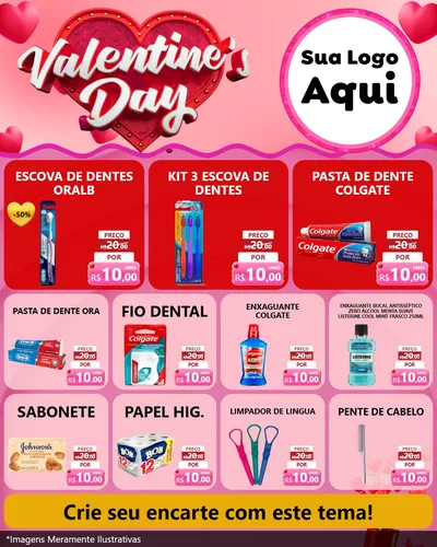 Modelo de Rede Social para Feed Instagram com o tema Valentine's Day para Higiene Pessoal