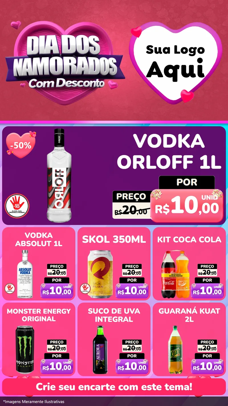 Modelo de Rede Social para Stories com o tema Dia Dos Namorados Com Desconto para Distribuidora de bebidas
